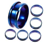 Beaupretty 6pcs Grooved Stainless Steel Ring Blanks for Jewelry Making DIY Craft Durable Corrosion Resistant Finger Rings with Smooth Surface and Blue for Women and Men