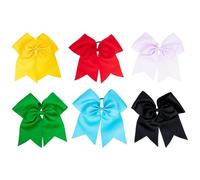 Beaupretty 6pcs Large Bow Hair Ties Cheer Bows for Girls Women Elastic Hair Ropes Accessories for Cheerleaders Ponytail Holders