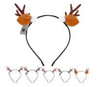 Beaupretty 6PCS LED Xmas Headband Lightweight Sequin Reindeer Antlers Hair Hoops for Christmas Party Favors Adults Holiday Costume Accessories