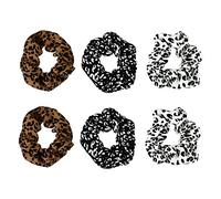 Beaupretty 6pcs Leopard Pattern Hair Ropes Ponytail Holder Elastic Hair Scrunchies for Women Girls Stylish and Elegant for Lazy Buns and Parties