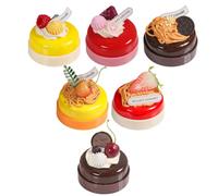 Beaupretty 6pcs Lifelike Fake Cake Models Realistic Dessert Ornaments for Wedding Party Photo Props Home Decoration with Strawberry Cherry Raspberry Dragon Fruit Designs