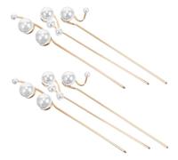 Beaupretty 6pcs Metal Hair Sticks Pearl Hairpin for Women Hair Bun Stick Classic Chinese