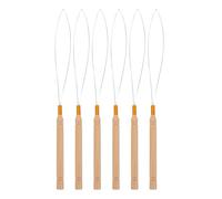 Beaupretty 6pcs Micro Ring Hair Extension Tools Wooden Handle Loop Needle Pulling Hook for Easy Hair DIY Slip Stainless Steel Design for Barbershops