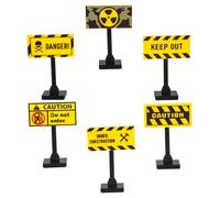 Beaupretty 6pcs Mini Traffic Sign Building Bricks for DIY Road Safety Education Playset with Realistic Warning Models and Interactive Traffic Lights Accessories