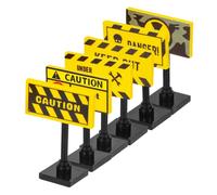 Beaupretty 6pcs Mini Traffic Warning Sign Building Blocks for DIY Creative Play Educational Road Safety Model with Cones and Street Signs