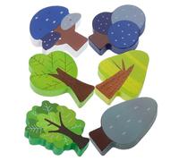Beaupretty 6PCS Miniature Wooden Trees Set for Train Tracks Realistic Railroad Accessories for Skill Development and Play Scenes Safe Natural Wood Decoration