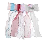 Beaupretty 6pcs Organza Ribbon Hair Bows for Elegant Hair Barrettes Peacock Blue Light Purple Pink Dusty Light Gray for Weddings Parties and Everyday Wear