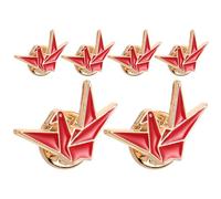 Beaupretty 6pcs Red Origami Crane Brooch Cute Pins for Women Alloy Material Unique Design for Clothes Cartoon Brooches As Costume Accessories