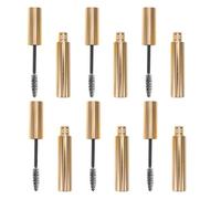 Beaupretty 6pcs Refillable Mascara Bottles 10ml Plastic Tubes with Applicator Wand in Golden Colour for DIY Eyelash Creams and Formulas, Portable for Travel and Daily Use
