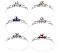 Beaupretty 6pcs Rhinestone Crown Headband Crystal Tiara for Weddings Parties and Special Occasions Elegant Accessory White Blue Red Pink Purple