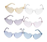 Beaupretty 6Pcs Rimless Heart Sunglasses Party Glasses Transparent Candy Colored Eye Wear for Festivals Summer Events and Photo Props Lightweight and Durable Design