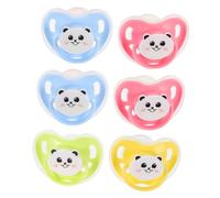Beaupretty 6Pcs Silicone with Cover Teething Soothers for Comfort and Visual Development Ergonomic Design for Easy Grasping and Cleaning Mixed Colors