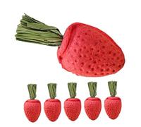 Beaupretty 6pcs Small Animal Chew Strawberry Shape for Hamsters Guinea Pigs Chinchillas Rabbits Grinding Sticks for Dental Health Stress Relief and Mental Stimulation