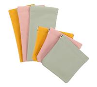 Beaupretty 6pcs Snap Closure Portable Pouch Self Closing Makeup Bag for Cosmetics Electronics Mini Coin Purse Bright Yellow Matcha Green Cherry Blossom Square Options for Women