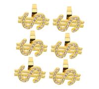 Beaupretty 6pcs Sparkling Money Symbol Rings Hip Hop Jewelry for Halloween Party Cosplay Costume Accessories with Detail for Theatrical Role Play