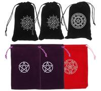 Beaupretty 6PCS Tarot Storage Drawstring Bags Set, Soft Velvet Small Pouch Organizer for Tarot Cards, Portable Decorative Fabric Bags for Travel and Jewelry Storage
