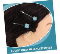 Beaupretty 6pcs Turquoise Hairpins Stylish Creative Hair Clips with Heart and Flower Decorations Shiny Bobby Pins for Women Party Wedding Daily Wear