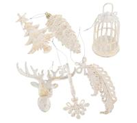 Beaupretty 6pcs Vintage Christmas Tree Ornaments Pinecone Reindeer Snowflake Handmade Shatterproof Hanging Decorations for Holiday Party Festive Decor