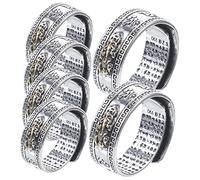 Beaupretty 6pcs Vintage Metal Wealth Amulet Finger Rings for Men Tibetan Buddhist Decorative Jewelry Smooth Comfortable Fit Unique Lucky Fashion Accessory for Parties and Special Occasions