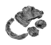 Beaupretty 6pcs Wolf Costume Accessory Set Plush Animal Ears Headband Tail Gloves Leg Warmers for Adults Unique Straight Hair Design for Halloween Cosplay Parties