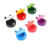 Beaupretty 6pcs Wooden Cartoon Castanet Bright Percussion Instruments for Music Education Sensory Development Rhythm Learning Mixed Styles