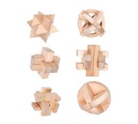 Beaupretty 6pcs Wooden Kongming Lock Intellectual for Adults Smooth Surface Brain Teaser Puzzle for Logic Development and Parent Interaction Safe Non Toxic Materials