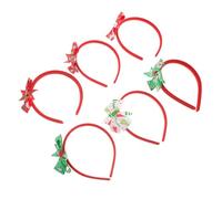 Beaupretty 6Pcs Xmas Bow Headbands Adorable Hair Ornaments for Comfortable Lightweight Design Holiday Boys Chic Red Green White Colors