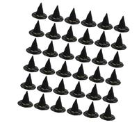 Beaupretty 72pcs Black Witch Hats for Halloween Decoration DIY Crafts Vibrant Miniature Plastic Caps Whimsical Spooky Party Accessories for Dollhouse and Desktop