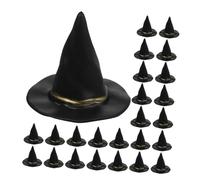 Beaupretty 72pcs Miniature Black Witch Hats for Halloween DIY Crafts Vibrant Plastic Tiny Wizard Caps for Dollhouse Accessories and Party Decorations Easy Setup Spooky Festive Favors