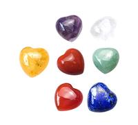 Beaupretty 7pcs Colorful Heart Shaped Chakra Crystal Stones Set for Meditation and Home Decor Natural Healing Stones for Anxiety Relief Portable and Durable Yoga Accessories