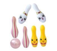 Beaupretty 7pcs Inflatable Easter Bunny Lawn Bowling for Adults Soft Safe Outdoor Indoor Game for Backyard Parties Birthday Presents Motor Skills Development