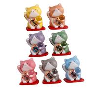 Beaupretty 7pcs Miniature Lucky Cat Figurines PVC Mini Cat Statues for Dollhouse Garden Micro Landscape Home Decoration Collection