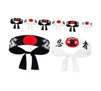 Beaupretty 8 Pack Japanese Headband, Polyester Bandana Head Wrap for Karate, Sports and Kitchen Use, Traditional Samurai Style, Fine Craftsmanship