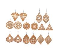 Beaupretty 8pairs Bohemian Wooden Dangle Earrings of Lightweight African Drop Ear Pendants for Women Mixed Styles Unique Ethnic Charm for Casual Wear and Special Occasions