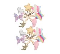 Beaupretty 8pairs Girls Hair Clips for Boys and Girls Glittery Butterfly Clips Stars Hearts Crowns Safe Metal Snap Hairpins for Toddlers Young