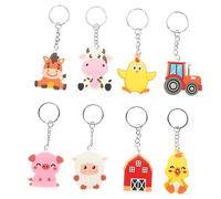 Beaupretty 8pcs Cartoon Animal Keychain Pendant for Backpack Car Keys Cute Hanging Charm Farm Themed Keyrings