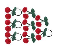 Beaupretty 8pcs Cherry Hair Clips and Elastic Hair Ties for Handmade Crochet Fruit Barrettes with Lightweight Design Cute Red Ponytail Accessories for School and Parties