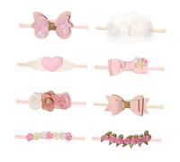Beaupretty 8Pcs Floral Bow Hairbands Cute Hair Accessories for Newborns for Birthdays Christmas and Showers Easy to Wear Bright Colors for Charming Look