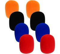 Beaupretty 8pcs Handheld Microphone Windscreens Sponge Covers Thickened Foam for Wireless Mic, Stage and KTV Use, Multi-Color Red Orange Black Navy