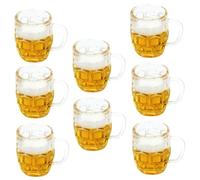 Beaupretty 8pcs Mini Resin Beer Mugs for Dollhouse Miniature Scene Realistic Small Beer Shot Models Micro Landscape Decorations for DIY Craft and Home Ornament