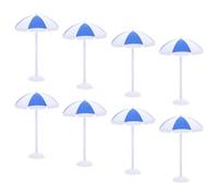 Beaupretty 8PCS Miniature Beach Umbrella Dollhouse Decor Realistic Simulation for Aquarium Terrariums Cake Ornaments and Craft Projects Ocean Scene Accessories Blue