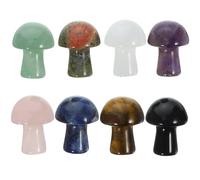 Beaupretty 8pcs Miniature Crystal Mushroom Decor Set - Natural Healing Crystals Including Amethyst, Rose Quartz, Green Aventurine, Quartz, Tiger’s Eye, Jasper, Obsidian Blue Lace Agate -