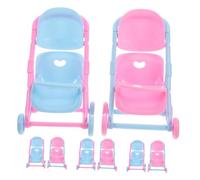 Beaupretty 8pcs Miniature Stroller for Lightweight Portable Doll Push Pram Realistic Plastic Simulation Pushchair Accessories for Indoor Outdoor Pretend Play