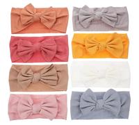 Beaupretty 8Pcs Newborn Head Wraps with Bow Design Soft Elastic Headbands for Comfortable Hair Accessories for Special Occasions Everyday Use