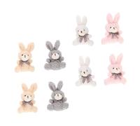 Beaupretty 8pcs Plush Bunny Keychain Pendant Soft Mini Rabbit Bag Charm with Hanging Strap for Easter Decoration Birthday Gifts Portable Cute Keyring Ornaments in Pink White Gray Brown