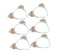 Beaupretty 8Pcs Rainbow Cat Ears Headband Glitter Sequin Hair Hoop for Party Daily Wear Comfortable and Eye Catching Hair Accessories