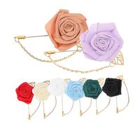 Beaupretty 8pcs Rose Flower Brooch Pins for Men Elegant Lapel Flowers with Gold Leaf Chains for Weddings Birthdays and Formal Events Lightweight and Sophisticated Corsages for Suits