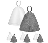 Beaupretty 8pcs Wool Felt Sauna Hats for Men and Women, Thick Absorbent Grey and White Steam Caps Layered Design, Quick-Drying Hair Protector for Sauna and Bath