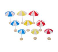 Beaupretty 9pcs Miniature Beach Umbrellas Plastic Small Medium Large Parasol for Crafts DIY Fairy Garden Accessories Dollhouse Patio Scenes Sand Table Props Ocean Model Decor
