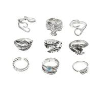 Beaupretty 9pcs Vintage Peacock Ring Animal Ring Alloy Finger Jewelry Open Finger Plated for Collection